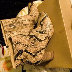 Lucky Brand Snake Print Ankle Boots